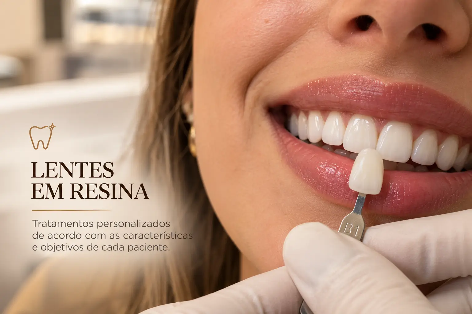 Lentes em resina — tratamentos personalizados de acordo com as características e objetivos de cada paciente.